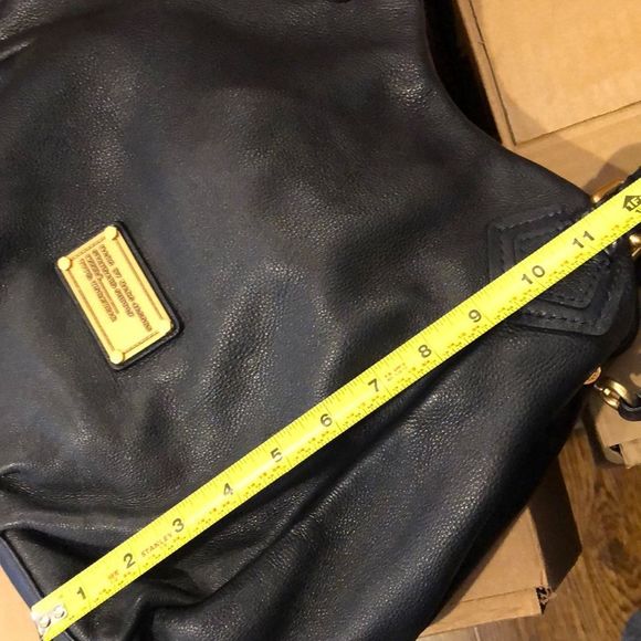 MARC JACOBS Black Satchel Crossbody B/W Logo Interior Lining Brass Hardware - Picture 3 of 16